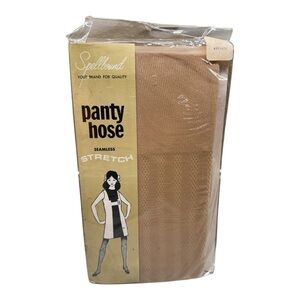 Vintage 60’s Spellbound Seamless Stretch Textured Pantyhose Tan Average